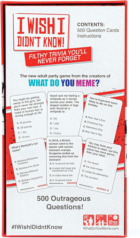 I Wish I Didn't Know! Filthy Trivia You'll Never Forget! Party Game